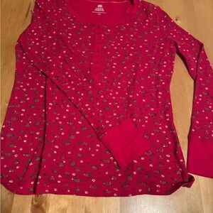 Faded Glory Red Floral Long Sleeve Top